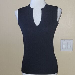 Max Studio Black V-Neck Sleeveless Top Vintage Sz LG $11